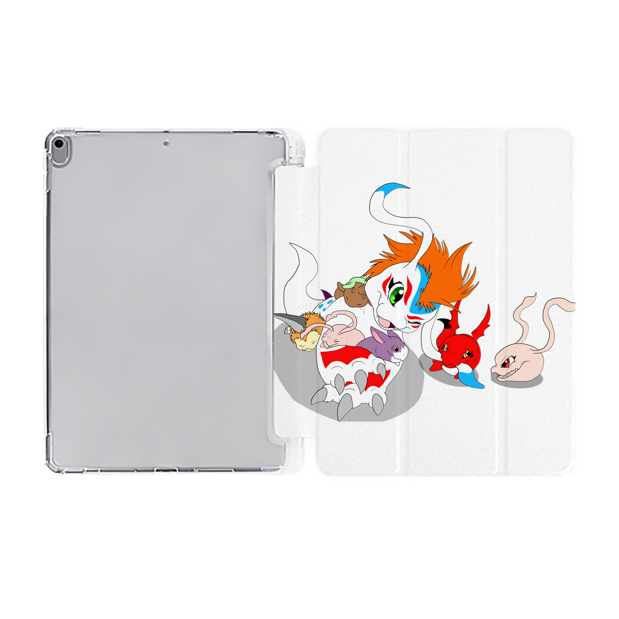 （画像用） Digimon デジタルモンスター/デジモン IPad ケース ペン収納付き 三つ折りスタンド PUレザー×シリコン 対応機種9.5/10.5/10.9インチ